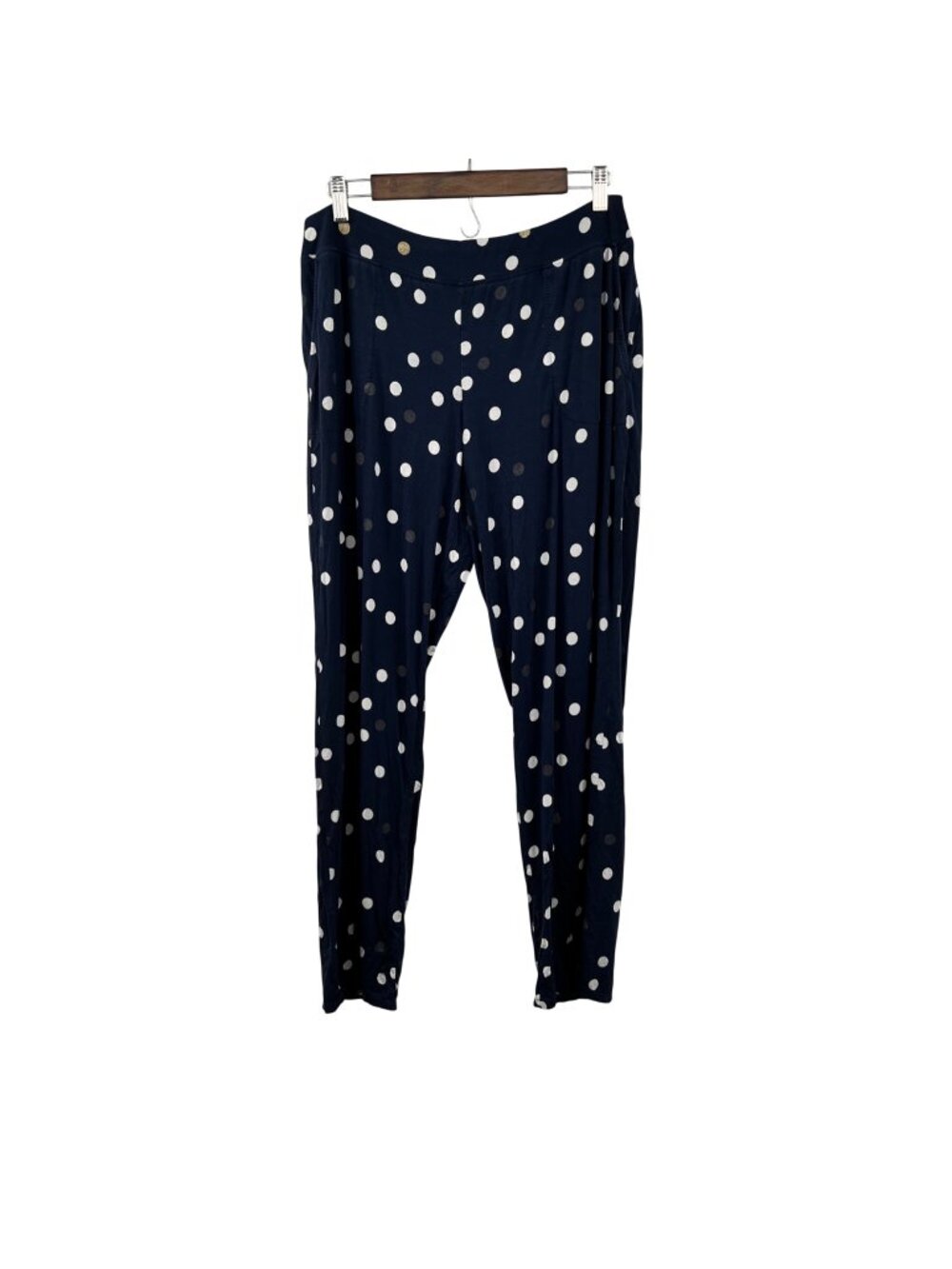 Soma Womens Polka Dot Lounge Pants Pull On Navy/Metallic Size Large Pockets